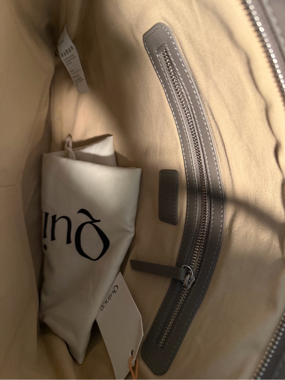 Quince Italian Handwoven Leather Convertible Tote/Backpack in Mink 562 - Picture 4 of 5